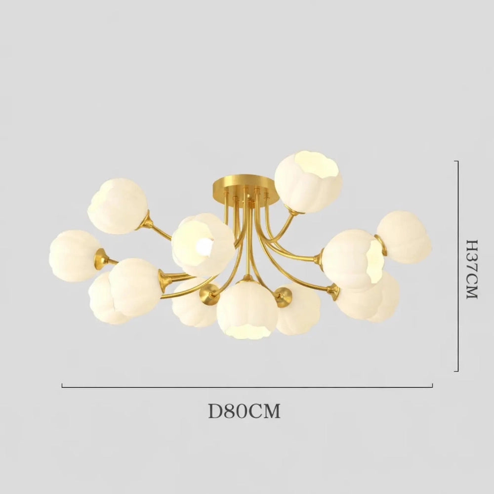 Lustre Salon Laiton Plafonnier Dore Globes