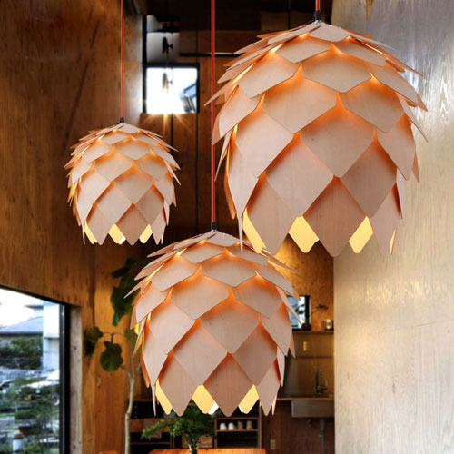 Lustre Salon Bois Lamelle de Chêne