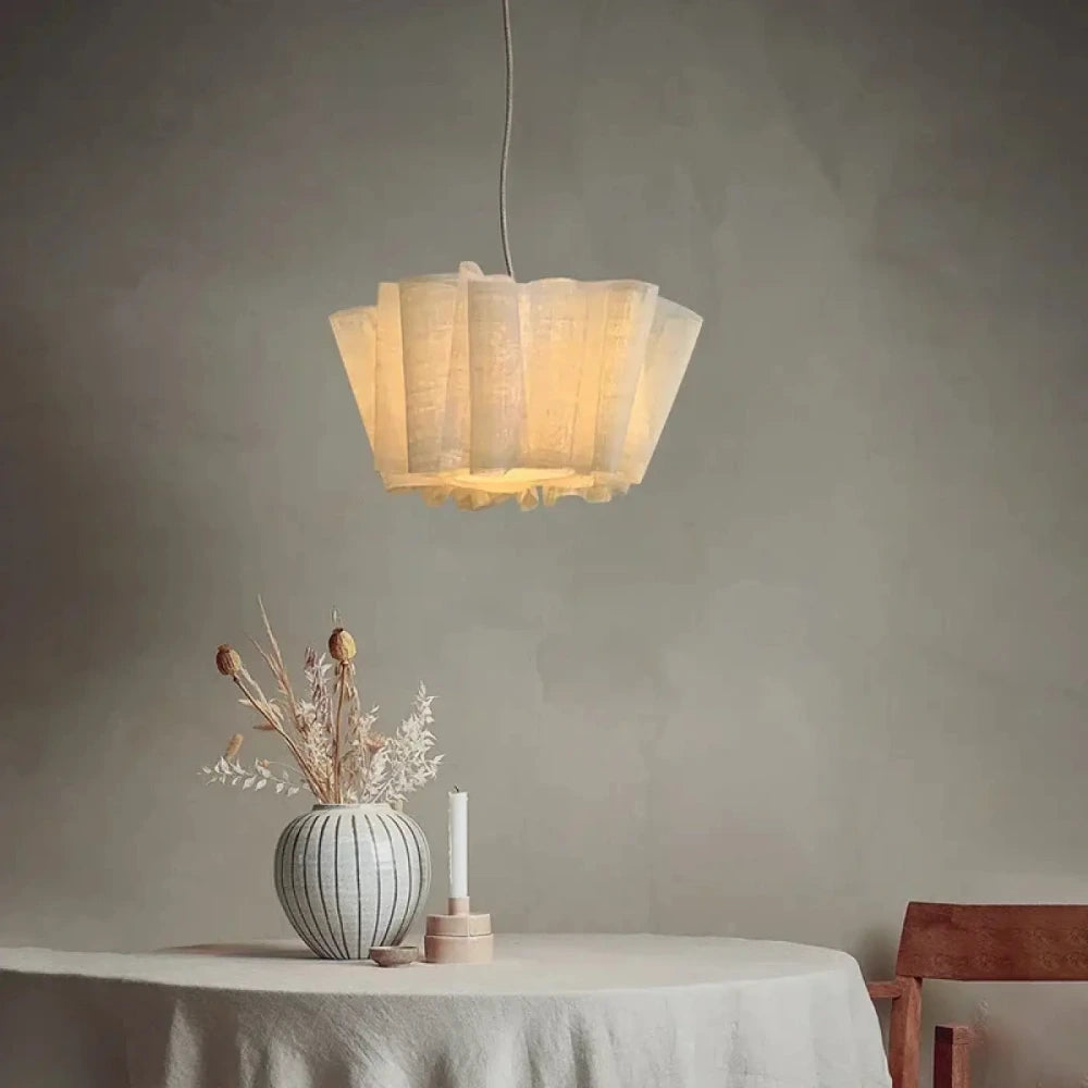 Lustre Salon Lin Tambour Naturel Boheme