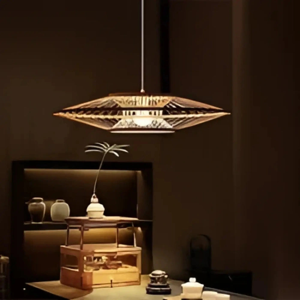 Lustre Salon Losange Bambou Zen Naturel