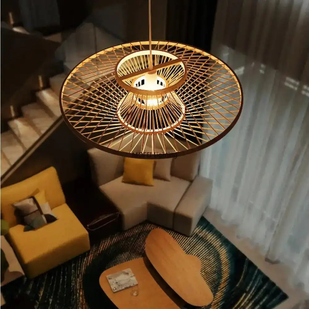 Lustre Salon Losange Bambou Zen Naturel