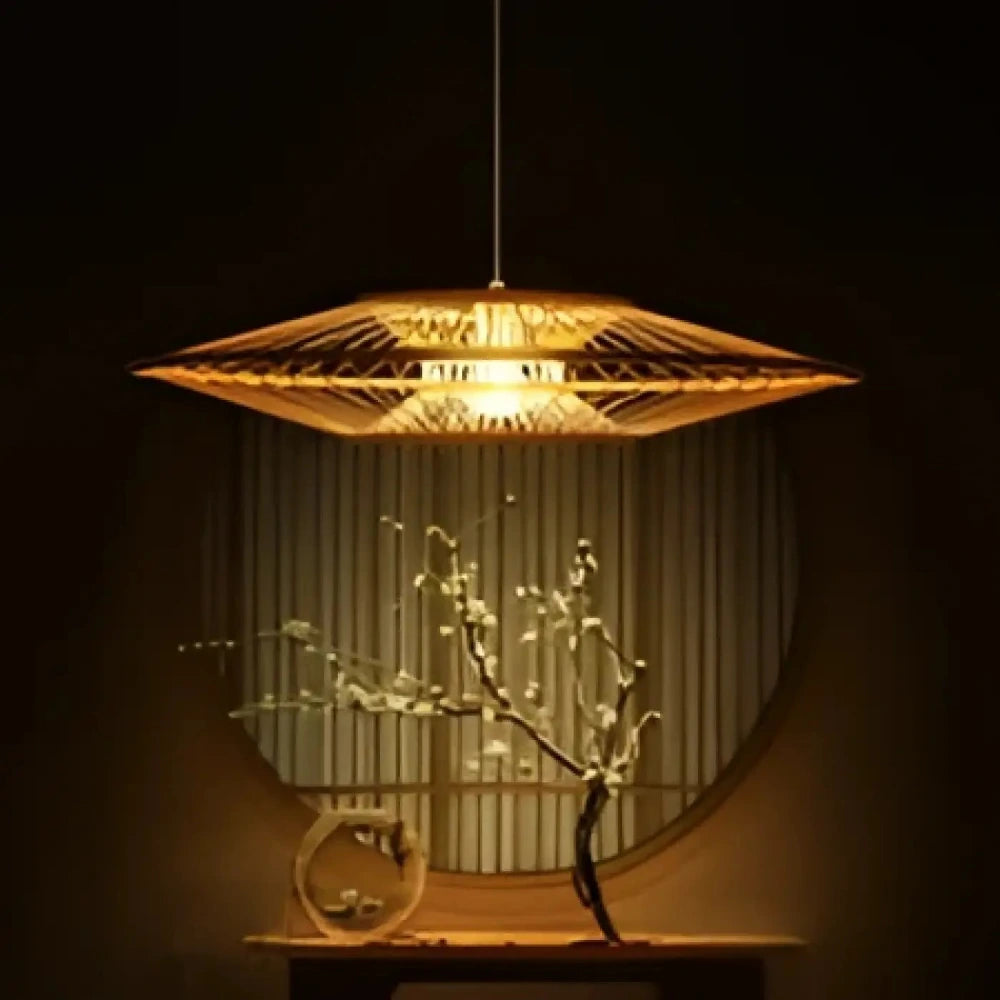 Lustre Salon Losange Bambou Zen Naturel