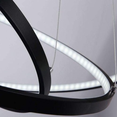 Lustre salon cercle LED moderne noir éclairage circulaire design