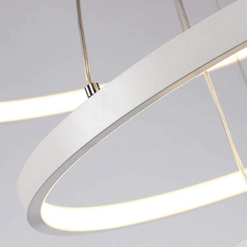 Lustre salon moderne deux cercles LED blanc éclairage géométrique