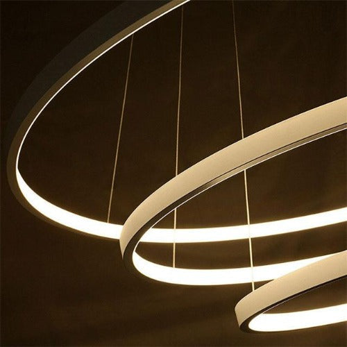 Lustre salon or moderne quatre cercles LED éclairage géométrique doré