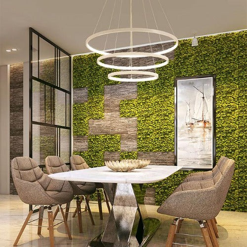 Lustre salon moderne cercle LED blanc éclairage géométrique contemporain
