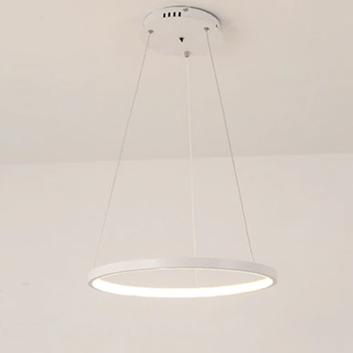 Lustre salon moderne noir trois cercles LED éclairage géométrique