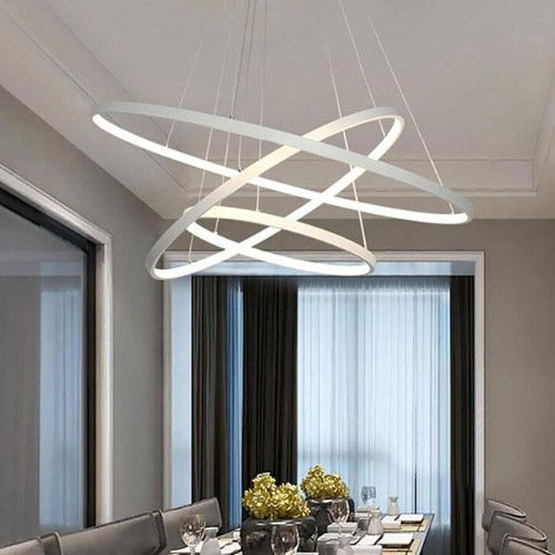 Lustre salon moderne 3 cercles LED blancs éclairage multi-circulaire