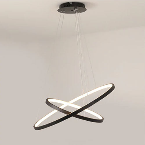 Suspension moderne lustre salon cercles LED éclairage géométrique