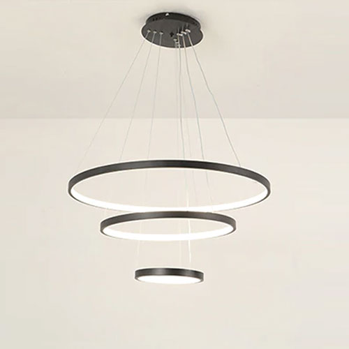 Suspension lustre salon moderne LED cercles éclairage circulaire design