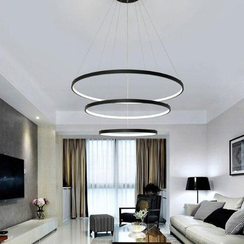 Lustre salon design moderne cercle LED éclairage circulaire élégant