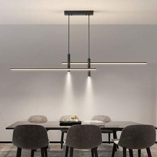 Lustre salon lumière blanche moderne éclairage épuré design contemporain