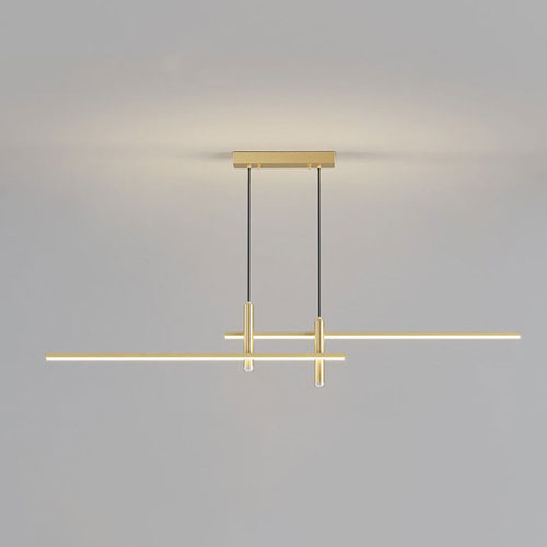 Lustre salon moderne minimaliste éclairage épuré design contemporain sophistiqué
