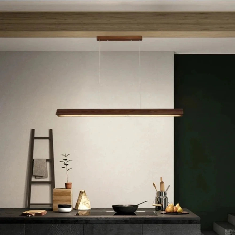 Lustre Salon Noyer Barre Led Lineaire