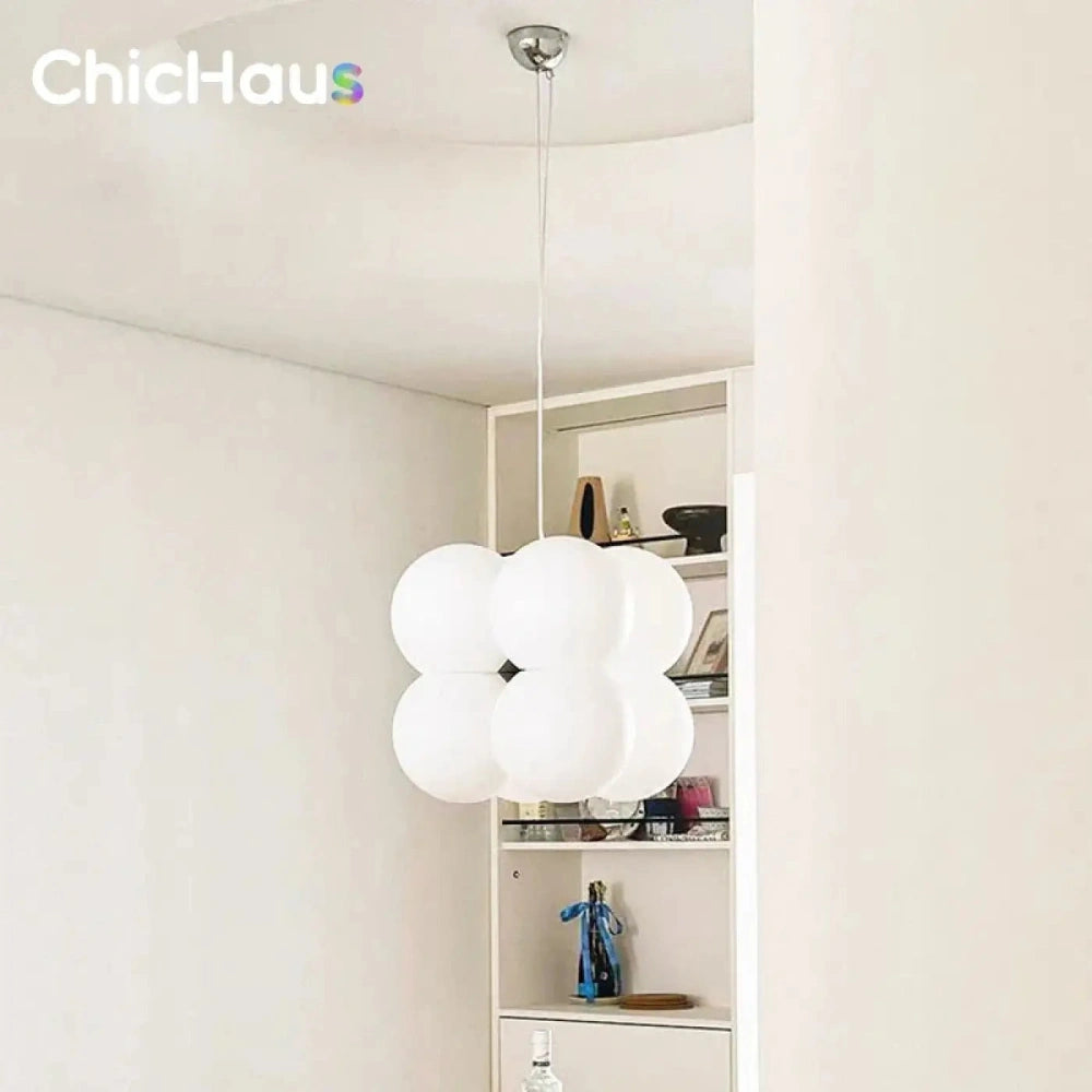 Lustre métal blanc forme nuage bulles suspendues modernes