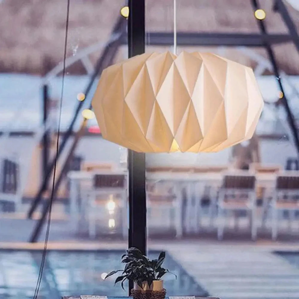 Lustre origami papier blanc facette structure métal