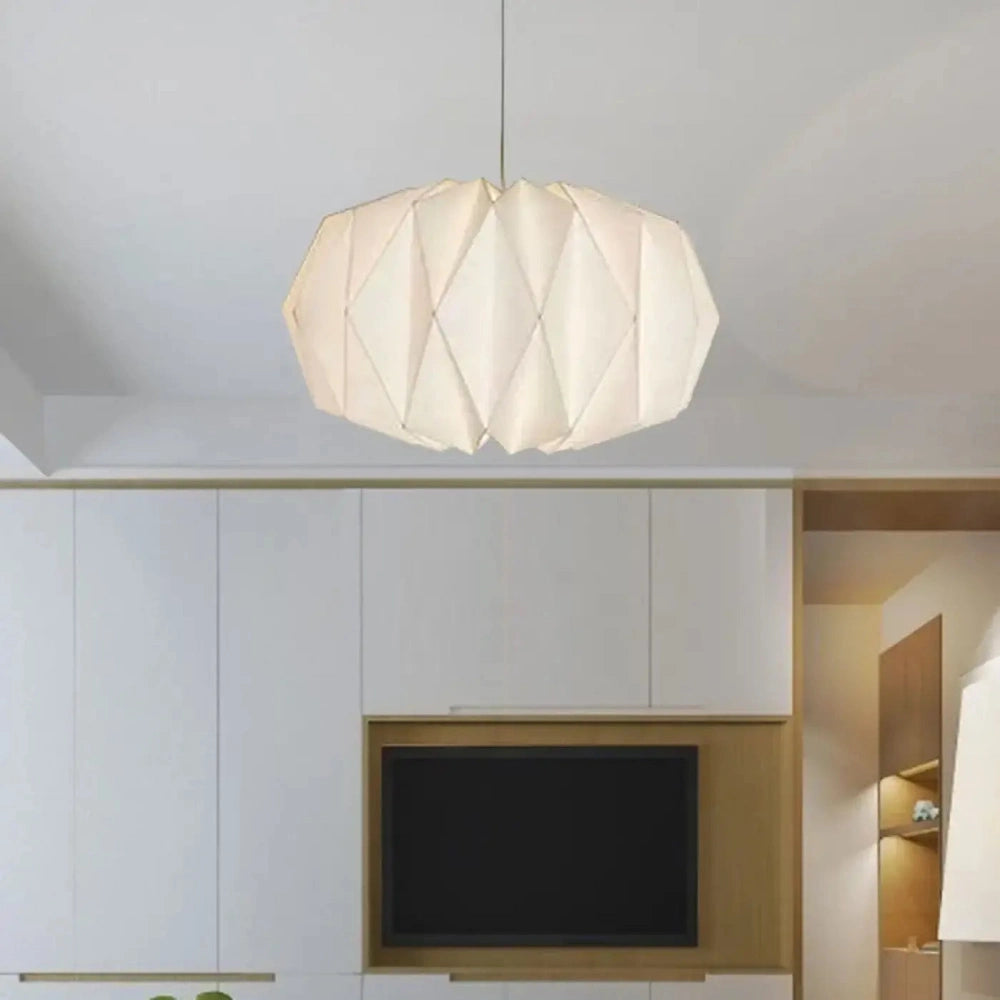 Lustre Salon Origami Papier Blanc Facette