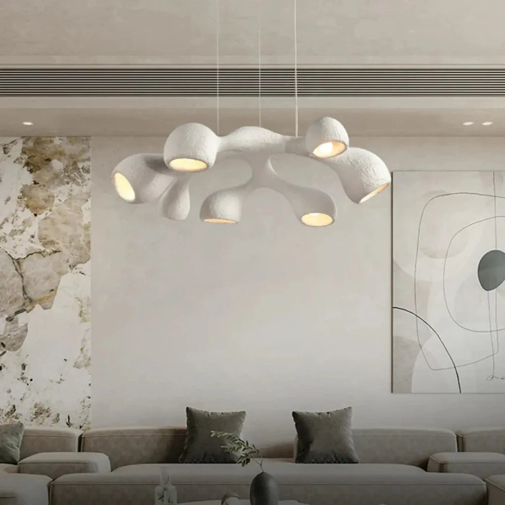 Lustre Salon Platre Organique Blanc Moderne