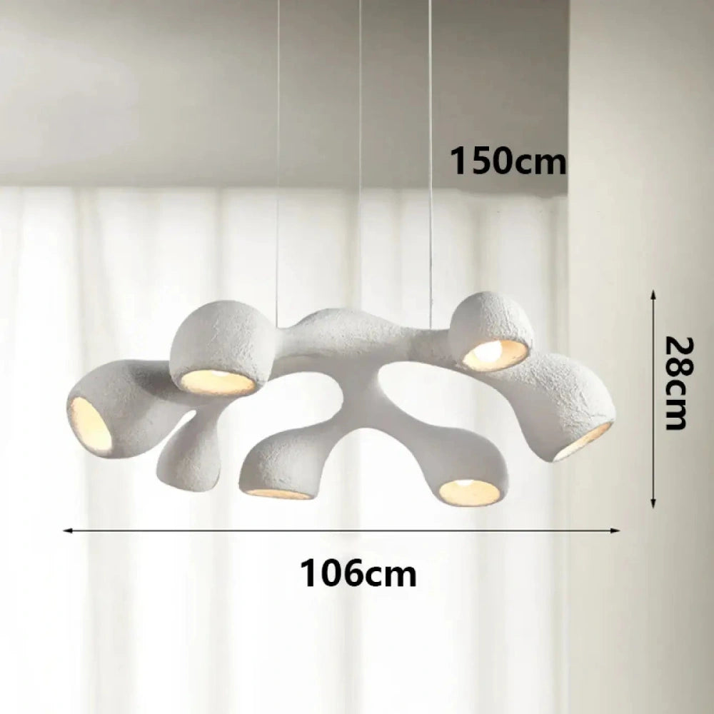 Lustre Salon Platre Organique Blanc Moderne