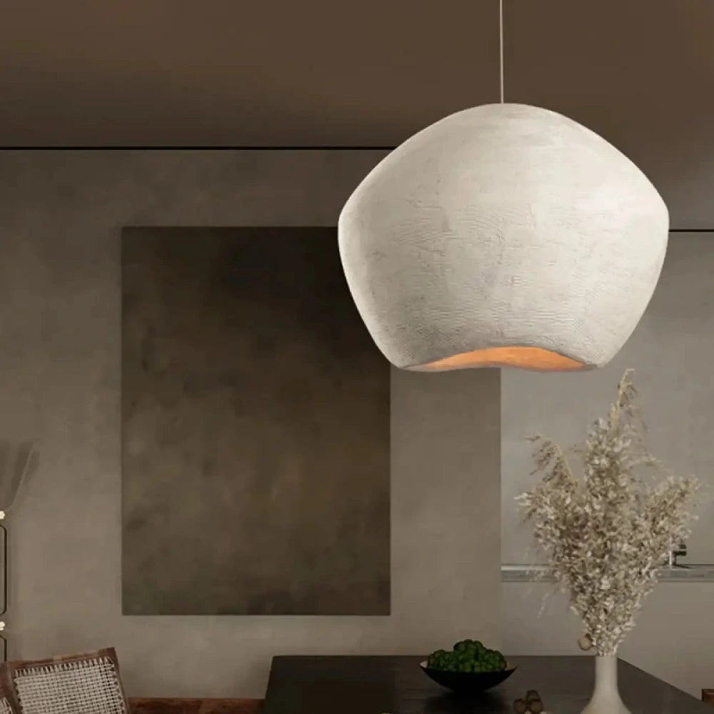 Lustre Salon Sphere Platre Blanc Mineral