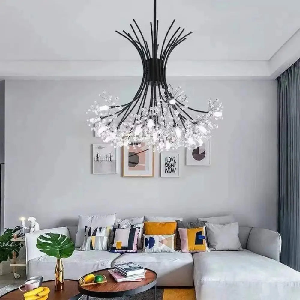 Lustre Salon Starburst Cristal Noir Branches