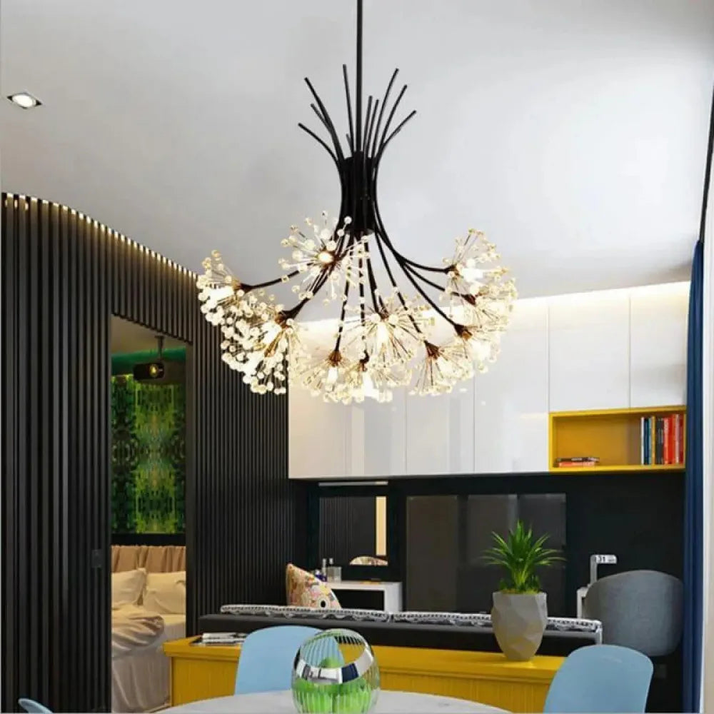 Lustre Salon Starburst Cristal Noir Branches