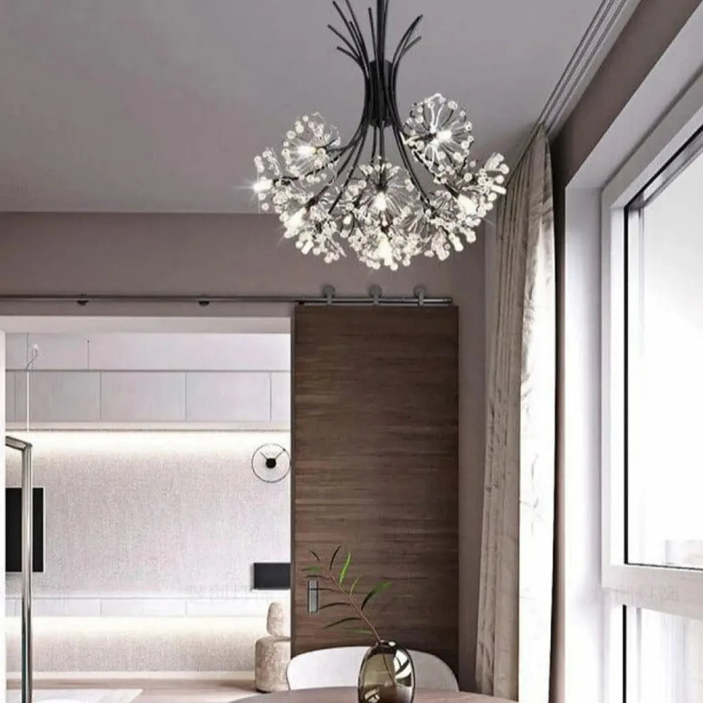 Lustre Salon Starburst Cristal Noir Branches