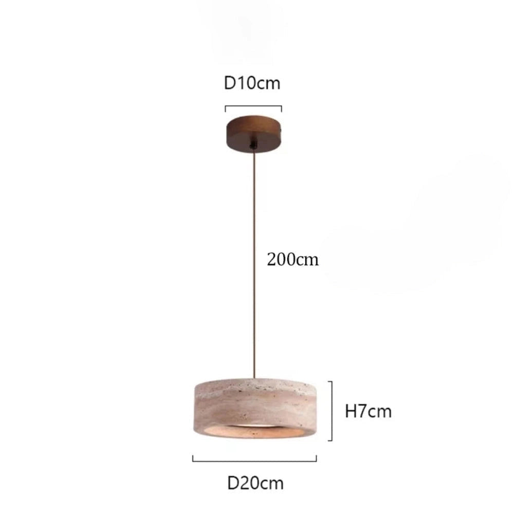 Lustre Salon Travertin Cylindre Pierre Naturel