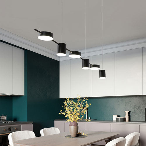 Lustre 6 spots rond noir LED alu éclairage circulaire métallique
