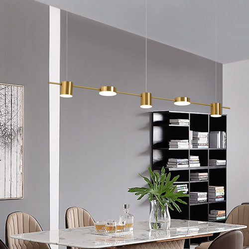 Salon moderne lustre doré aluminium éclairage métallique luxueux