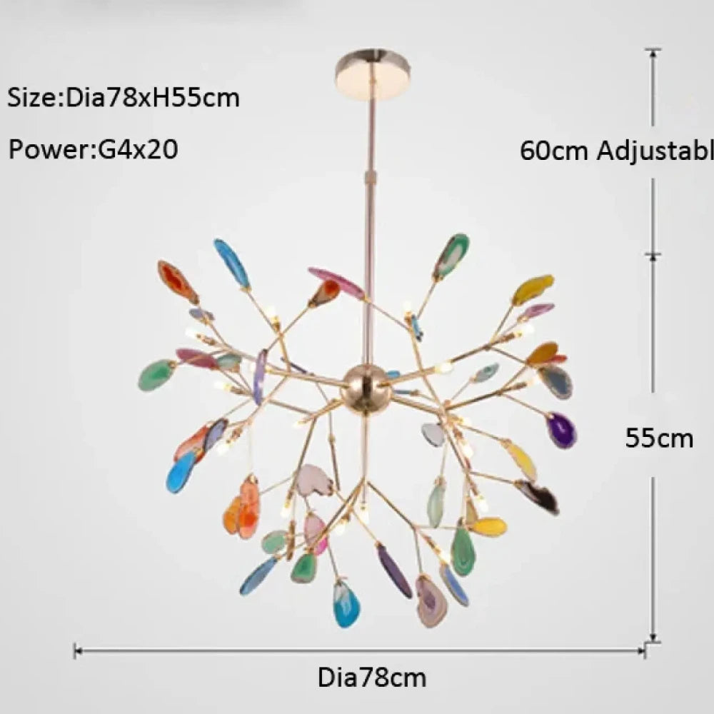 Lustre Suspension Agate Branche Doree