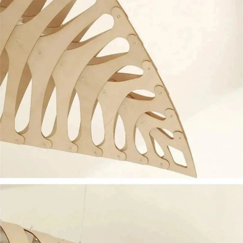 Lustre Suspension Bois Feuille Sculpte Naturel