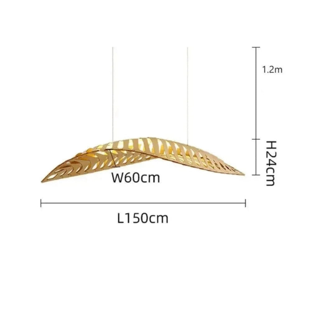 Lustre Suspension Bois Feuille Sculpte Naturel