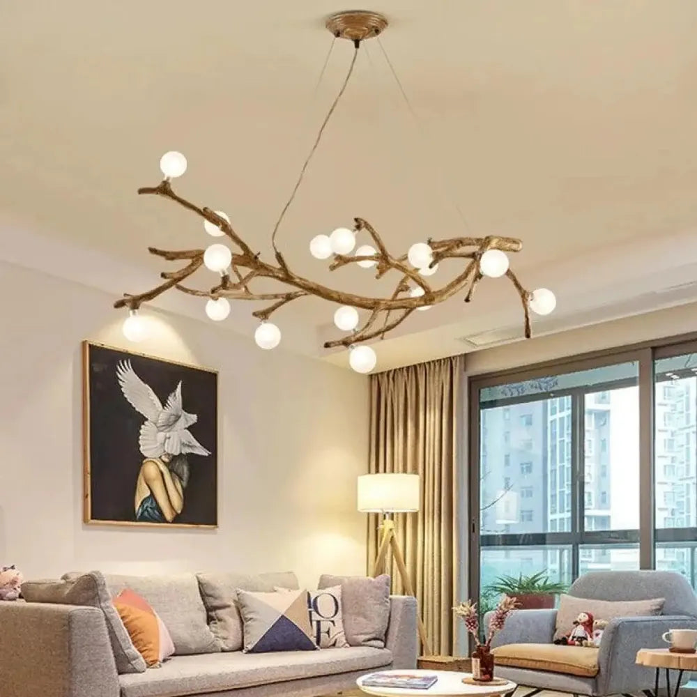 Lustre suspension branche acrylique globes blanc chaud naturel
---