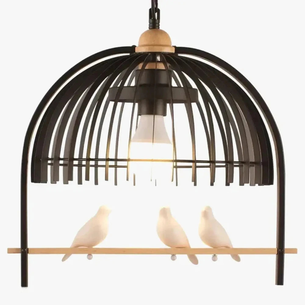 Lustre Suspension Cage Metal Blanc Oiseaux