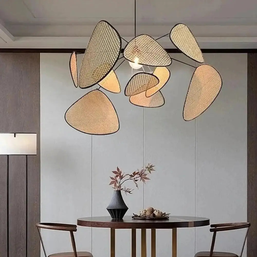 Lustre Suspension Cannage Petales Naturel Boheme