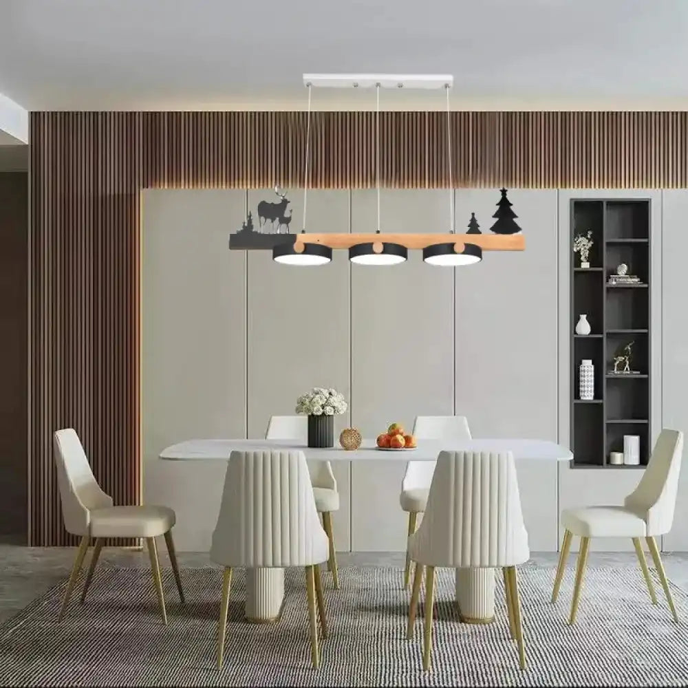 Lustre Suspension Cerf Bois Nordique Lineaire