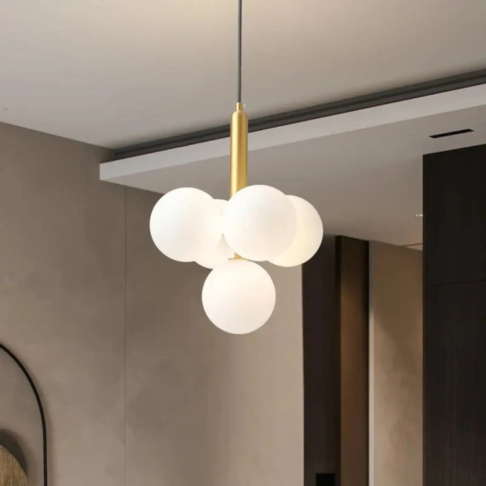 Lustre Suspension Cluster Boules Verre Laiton