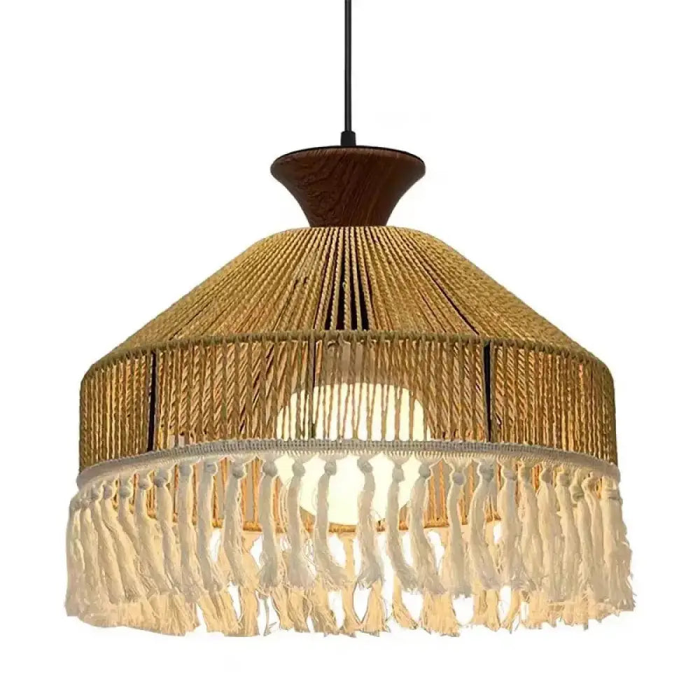 Lustre Suspension Corde Franges Boheme Pagode