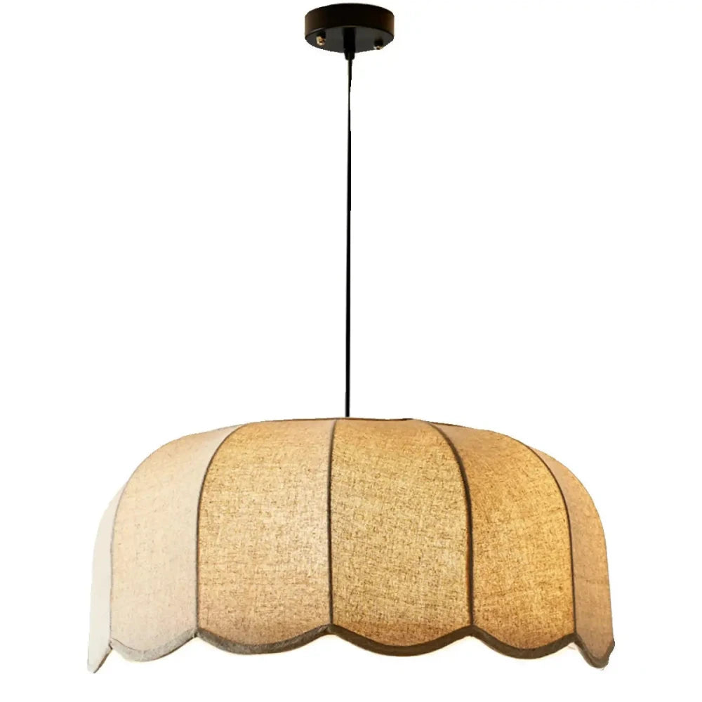 Lustre Suspension Corolle Tissu Lin Festonne