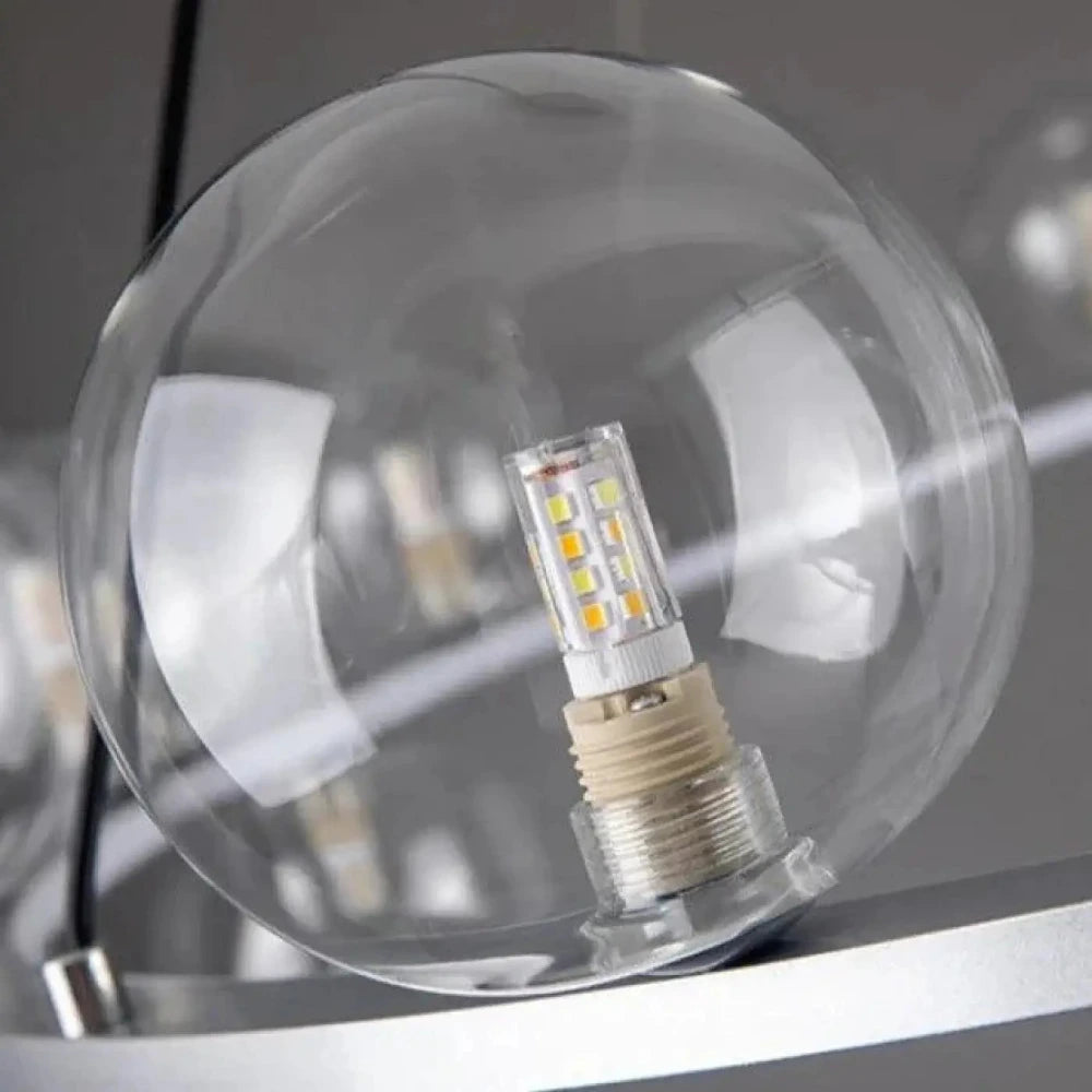 Lustre Suspension Couronne Globes Noir Opalin