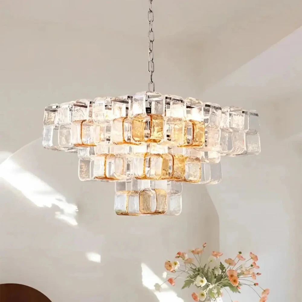 Lustre Suspension Cristal Cube Verre Prestige