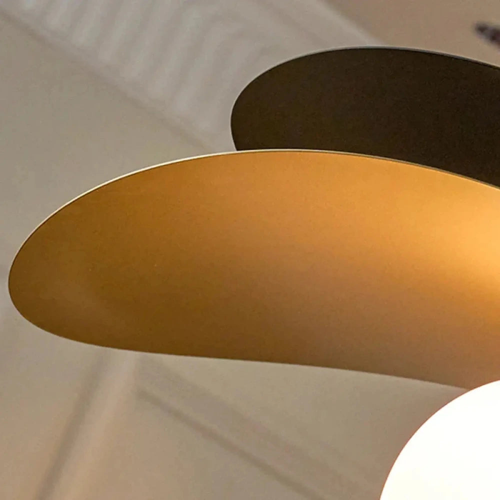 Lustre Suspension Disque Metal Noir Laiton