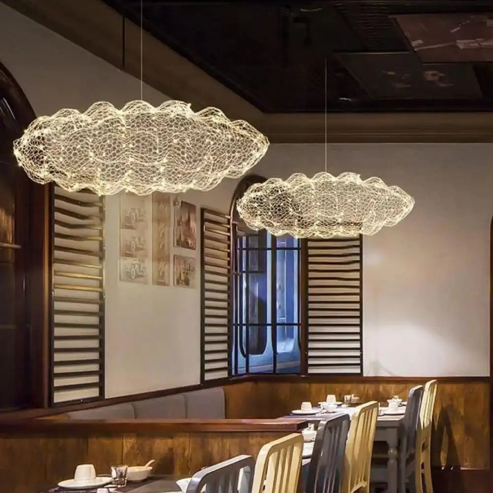 Lustre Suspension Feerique Led Nuage Dore