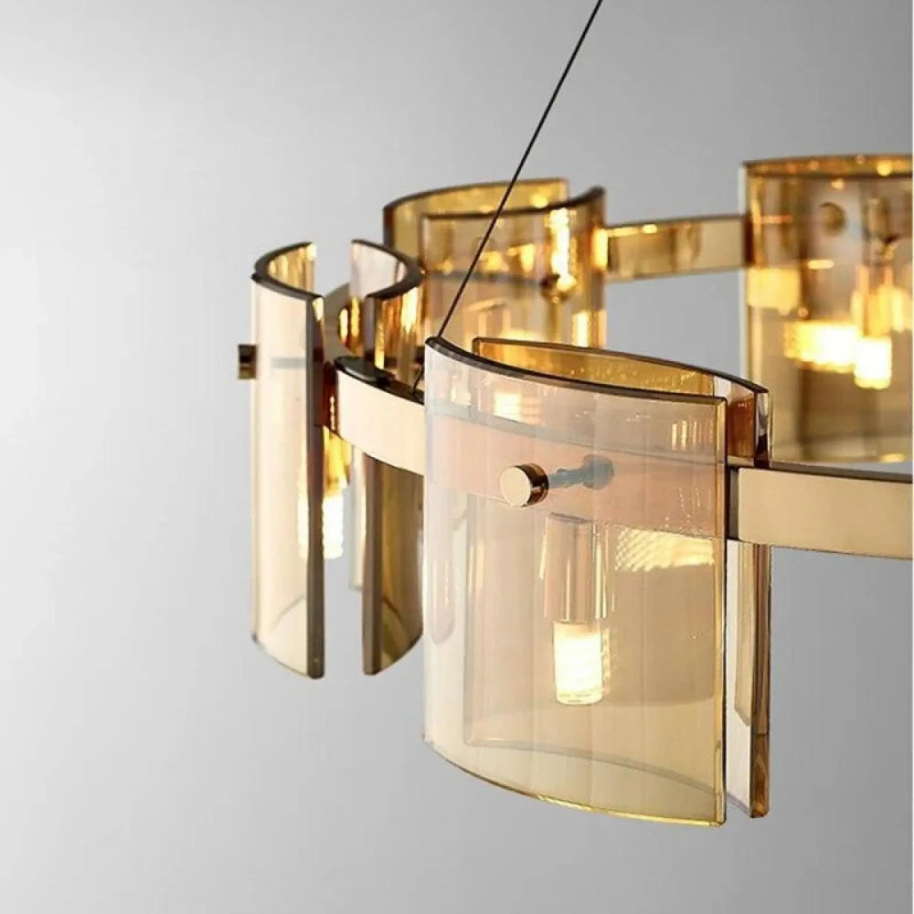 Lustre Suspension Fumee Verre Cylindres Noir