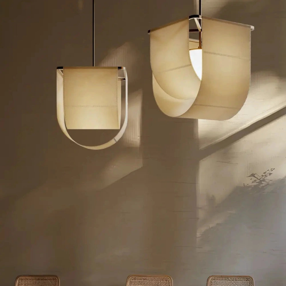 Lustre Suspension Lanterne Tissu Ecru Asiatique