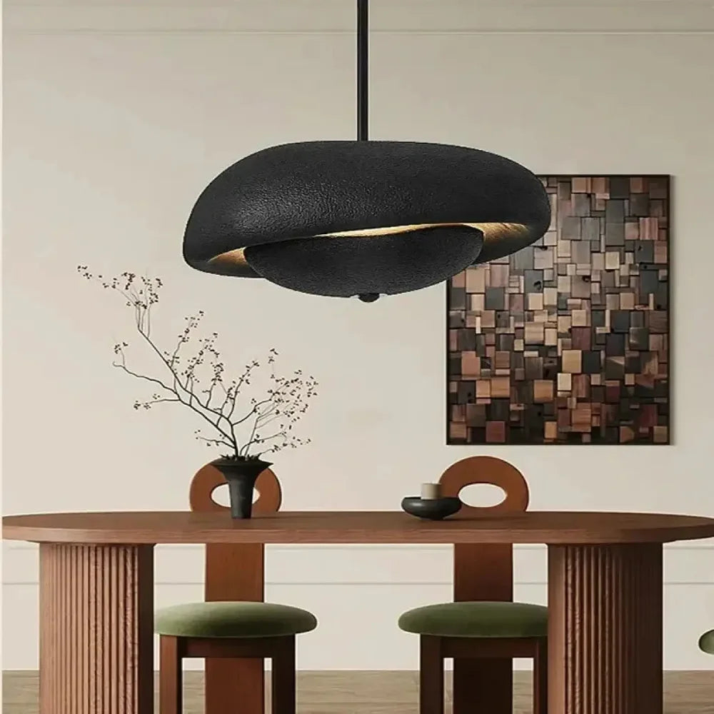 Lustre Suspension Lentille Platre Blanc Halo