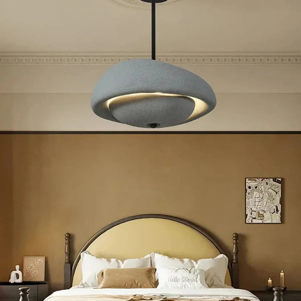 Lustre Suspension Lentille Platre Blanc Halo