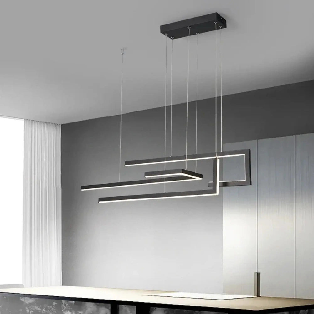 Lustre suspension linéaire LED métal noir aluminium acrylique 90 W style contemporain épuré
