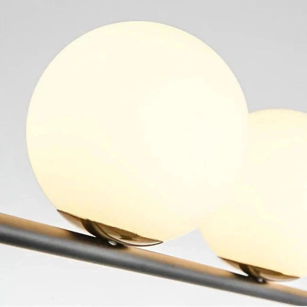 Lustre Suspension Metal Noir Or Boules Verre